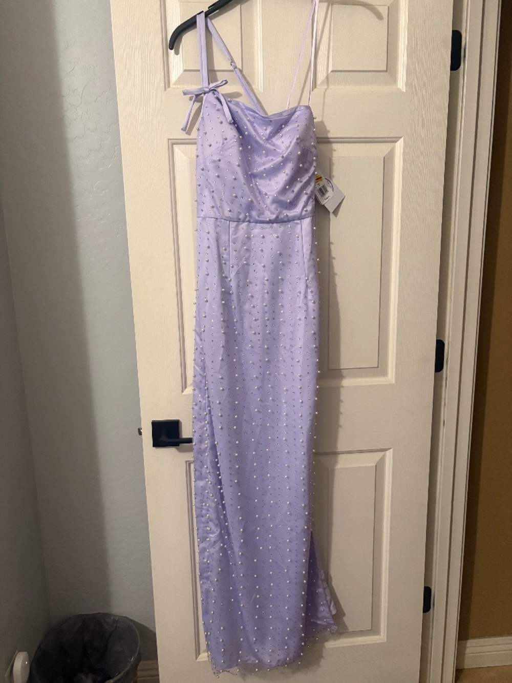 Juniors' Violet Weekend Pearl Embellished One Shoulder Gown Size 5/6